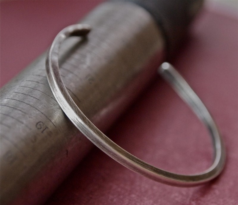 Silver cuff bracelet - chunky, industrial and hammered sterling silver cuff bracelet