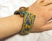 Blue and Bronze Handwoven Textile Bracelet