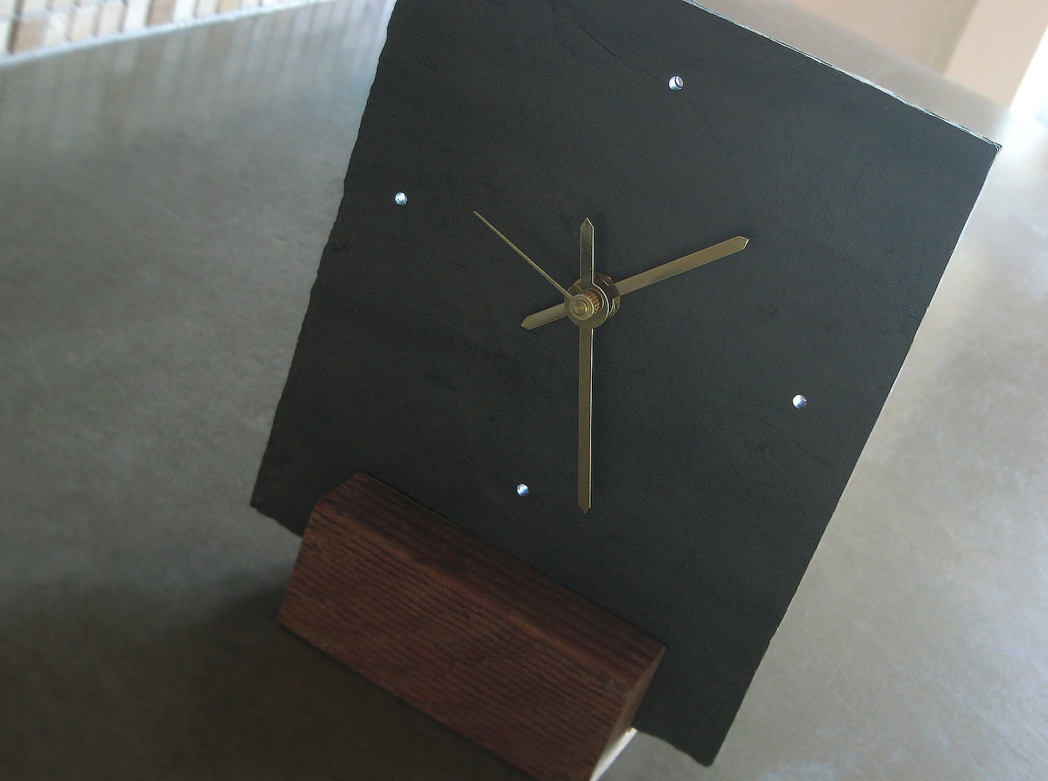 Small Salvaged SLATE & Reclaimed WOOD Tabletop Clock - Father's Day, Housewarming and Wedding Gift