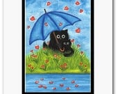 Hand Painted Original Painting - Black Cats A4C for H4H - Art by AmyLyn Bihrle - Matted 5x7 Original