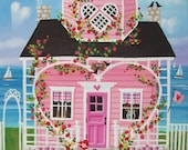 Valentine Cottage Folk Art Print