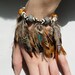 Tribal Pheasant Feather,Leather Bracelet with Boho Glass Beads, OOAK design