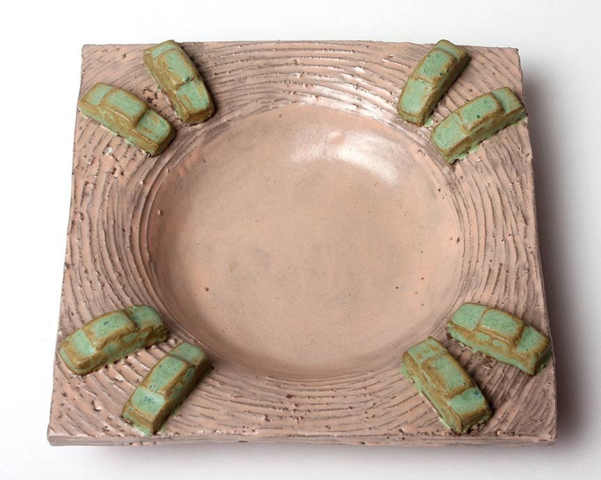 Parked Cars Stoneware Ceramic Ashtray- Pink Version