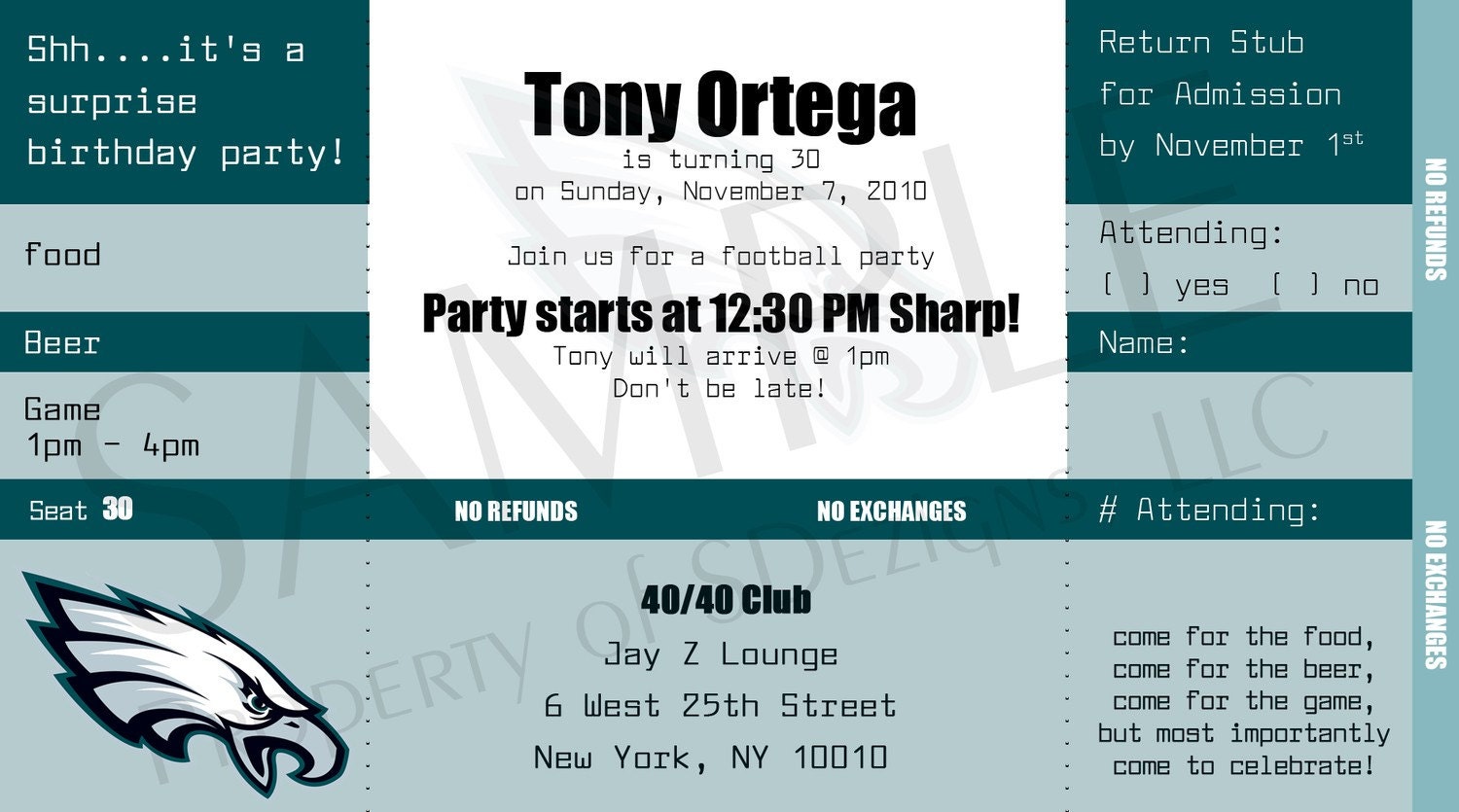 Eagles Football Ticket Invitation Il_170x135