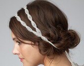 READY TO SHIP Poppy Double Headband- Bridal, Rhinestone Beaded Headband or Halo