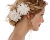 043 - EMILY- Pair of Mini Dahlia Puffs, flower, bridal, hair, fascinator, headpiece, clip