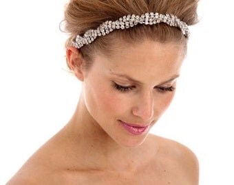 ERIKA- Crystal Headband, Rhinestone, Wedding Headband, Bridal Headband, Headpiece, Bridal Headpiece, tie on