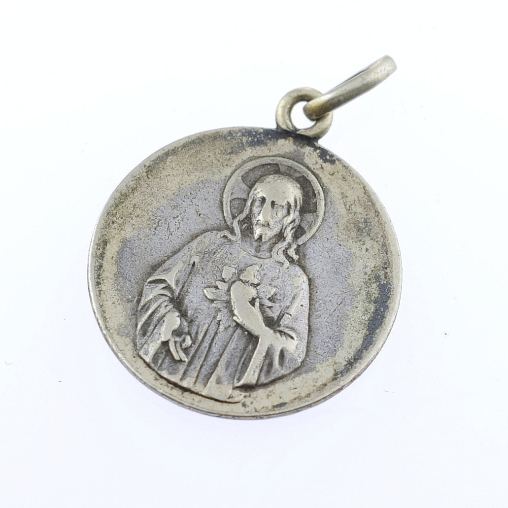 French Vintage Scapular Religious Medal by FrenchVintageFinds