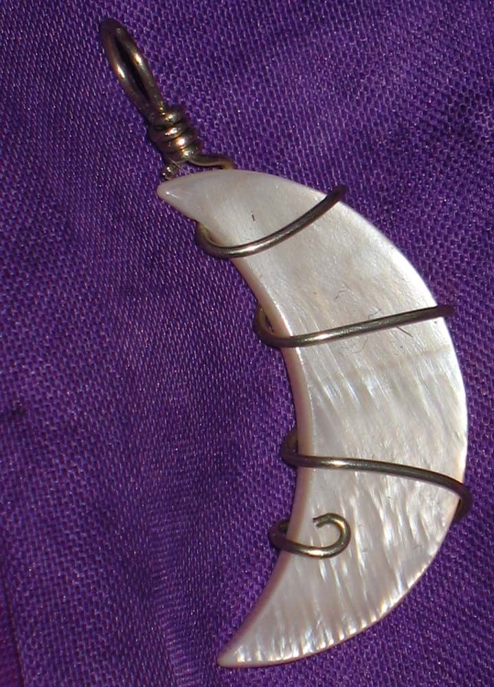 Crescent Moon Necklace on Crescent Moon Pendant Silver Wire Wrap By Redravenscauldron