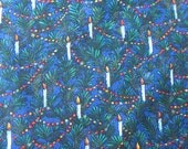 Christmas  vintage quilting cotton candles blue