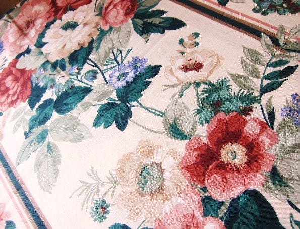 Floral striped chintz vintage  4 yards