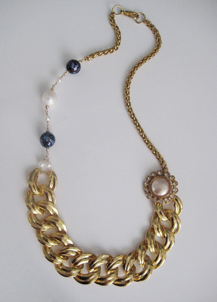Diana - Gold Link Chain Statement Necklace