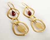 Gloria- Gold/Gemstone/Garnet Statement Earrings