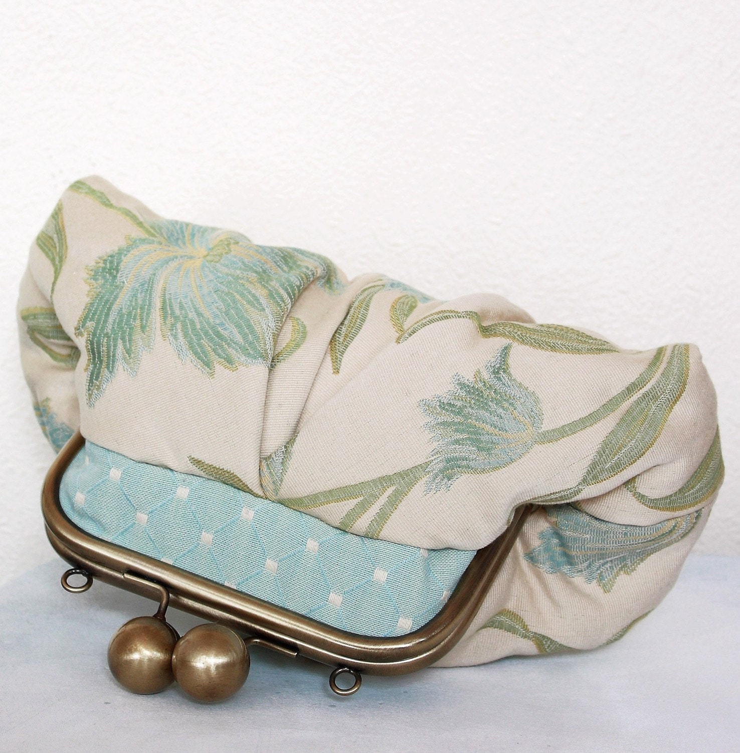 Aqua Floral Mimi Clutch Bag