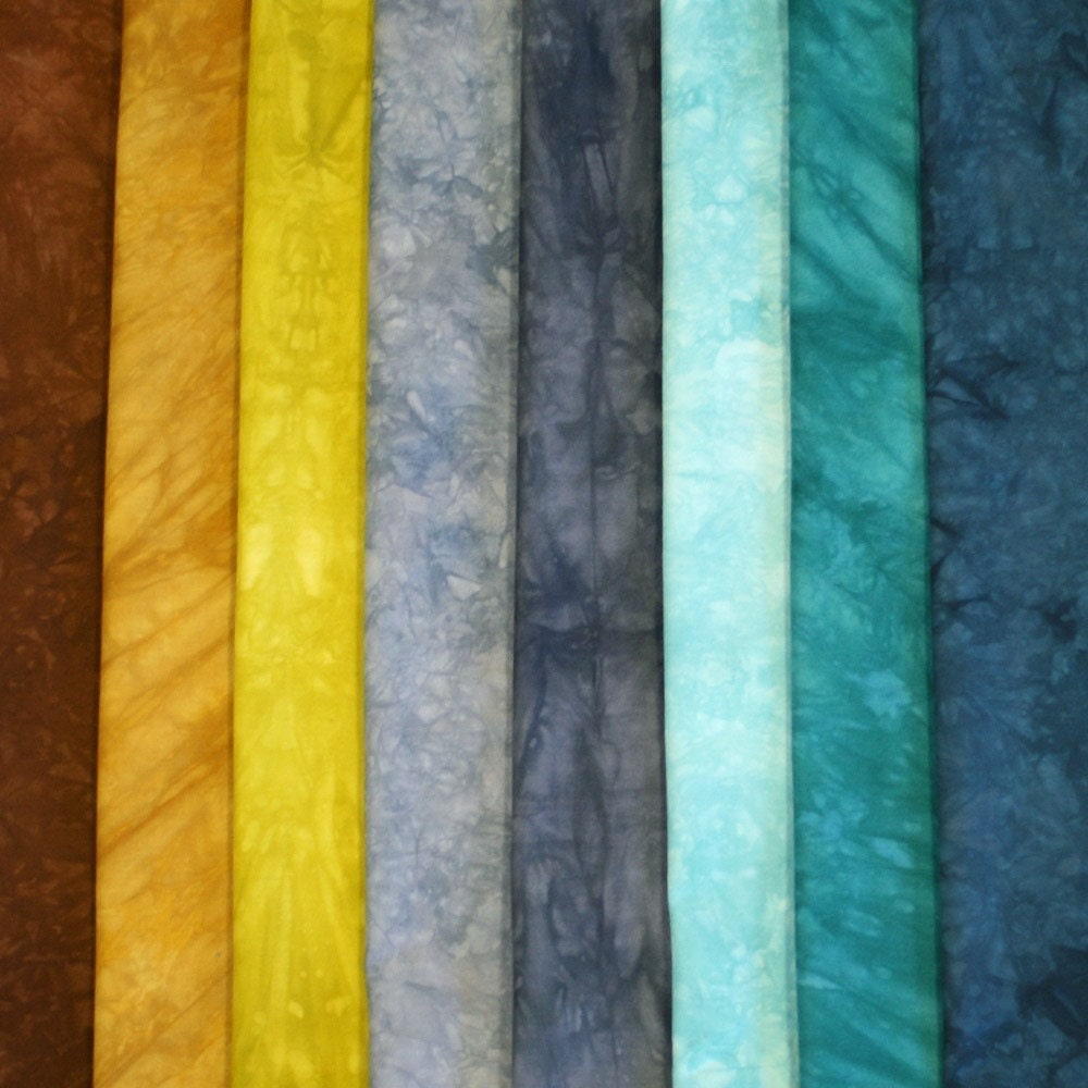 SALE Mineral Pool Fabric - Hand Dyed Fat Quarter Fabric Set