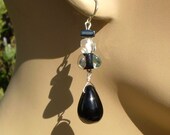 Crisp black & white teardrop with hematite