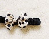 Beige Dots Satin Bow Silk Handmade Single Garter