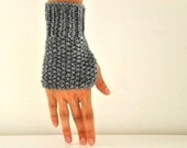 Fingerless Gloves Wrist Warmers Gray Autumn Accessories Fall Fashion Woool Warm Cozy Hand Knit Gift for Her