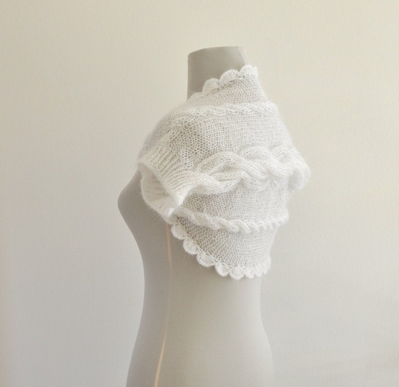 White Shrug Bolero Bridal Shrug Mohair Chic Romantic Dreamy Soft Delicate