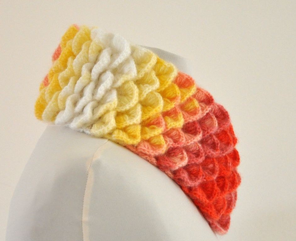 Cowl Neck Scarf Neckwarmer Mohair Unique Warm Orange Peach Yellow White