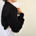 Hand Knit Shrug Bolero Bridal Shrug Black Mohair Long Sleeved Braided MADE TO ORDER