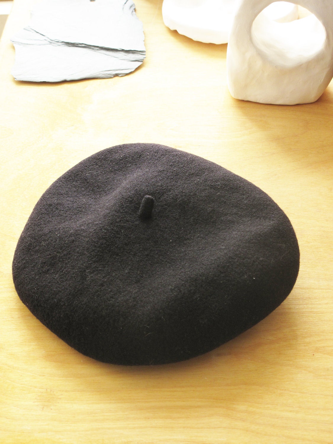 Black Wool Beret. XS/S