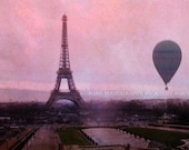Paris Photography, Dreamy Paris Pink Photo, Eiffel Tower Photos, Paris Pink Balloons, Fine Art Paris Photography 8" x 12"