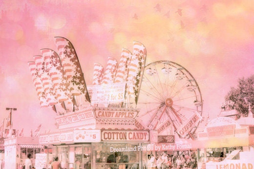 Carnival Photography - Nursery Room Baby Pink Decor - Dreamy Baby Pink Ferris Wheel Art, Childs Room Nursery Decor, 8" x 12"