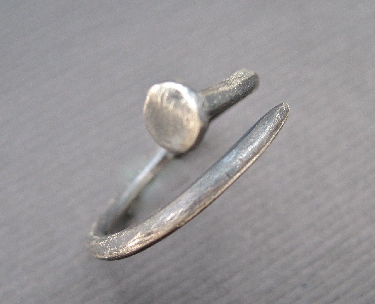 Nail Ring - Hand-Forged Sterling Silver Industrial Ring