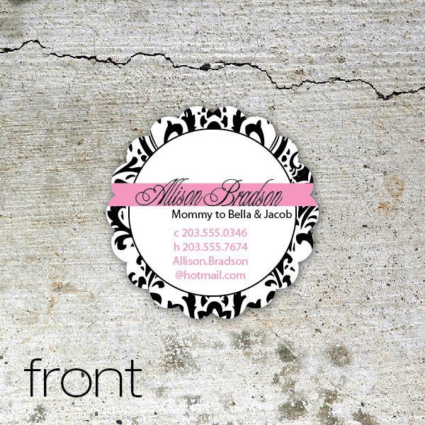 Mommy cards, Design: Elegant Damask, pink - custom cards for mom, business, and bloggers