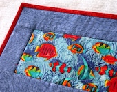 Handmade Small Cat Mat / Cat Blanket / Pet Crate Mat with Tropical Fish