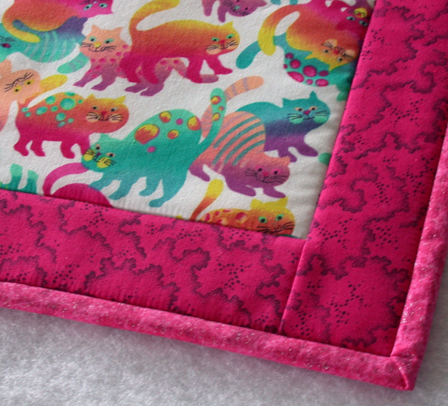 Cat Blanket Pet Mat Bright Colorful Kitty Print Medium