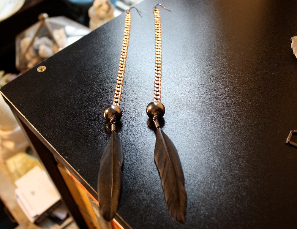 Bronze Smoke Feather Duster Earrings