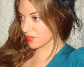 Headband, Flower Headband-Stella, Accessories, Hair Accessories, Couture, Black Feathers, Lace, Feathers