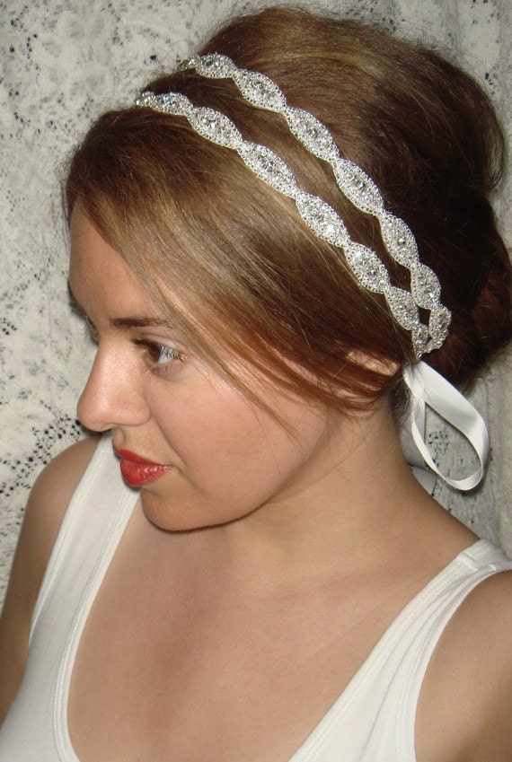 Wedding Headpiece, headband- Athena, rhinestone Headband, Wedding Headband, Bridal Headband, Bridal Headpiece, Accessories, Wedding, Tie on