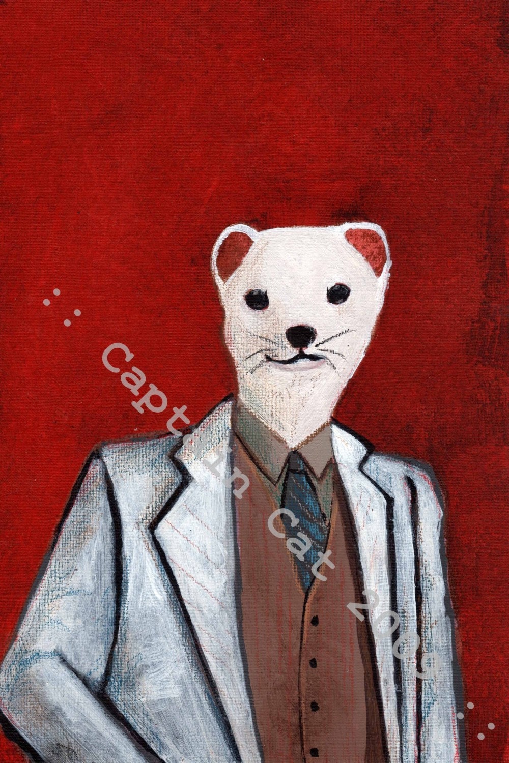 Ermine In Suit Original Signed Art Print