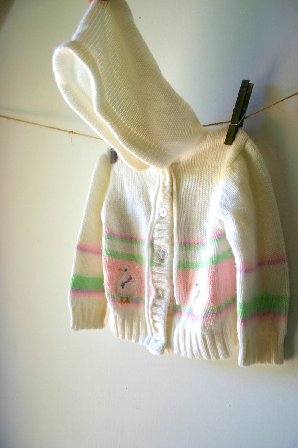 Vintage Knit Baby Button Up Hoodie