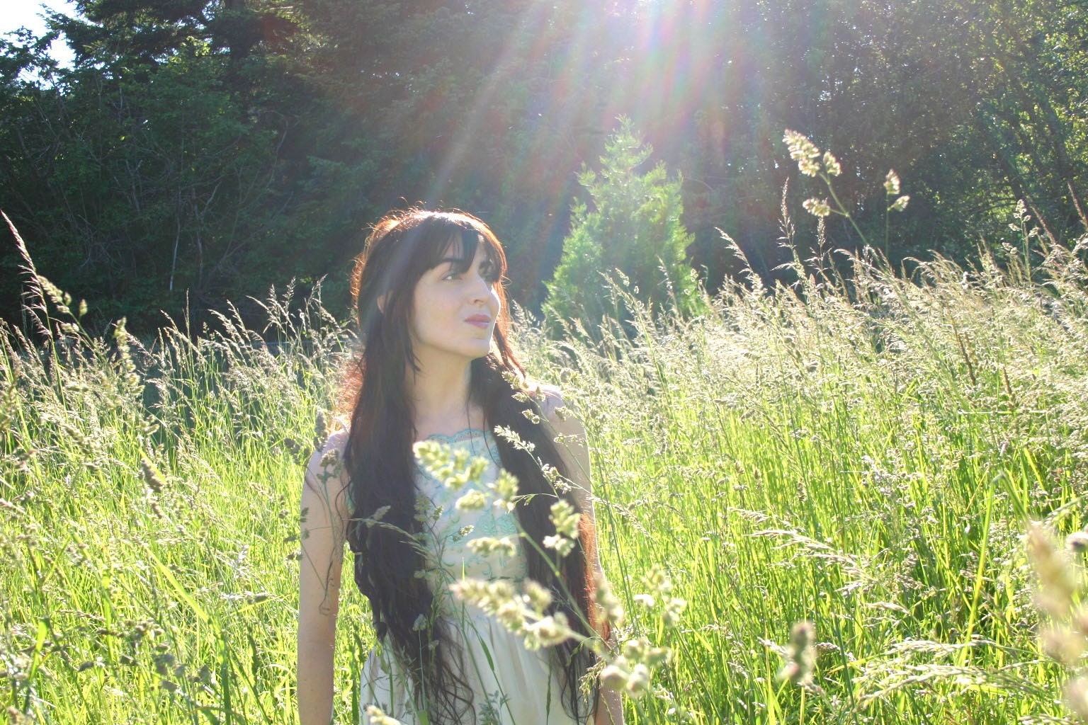 Ivory and Sky Blue Garden Gown