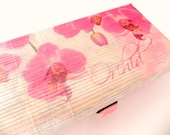 Pink Orchids Bamboo box - REDUCED