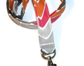 Lanyard  ID Badge Holder - Twill Seesaw Sherbet chevron zig zag  - Lobster clasp and key ring