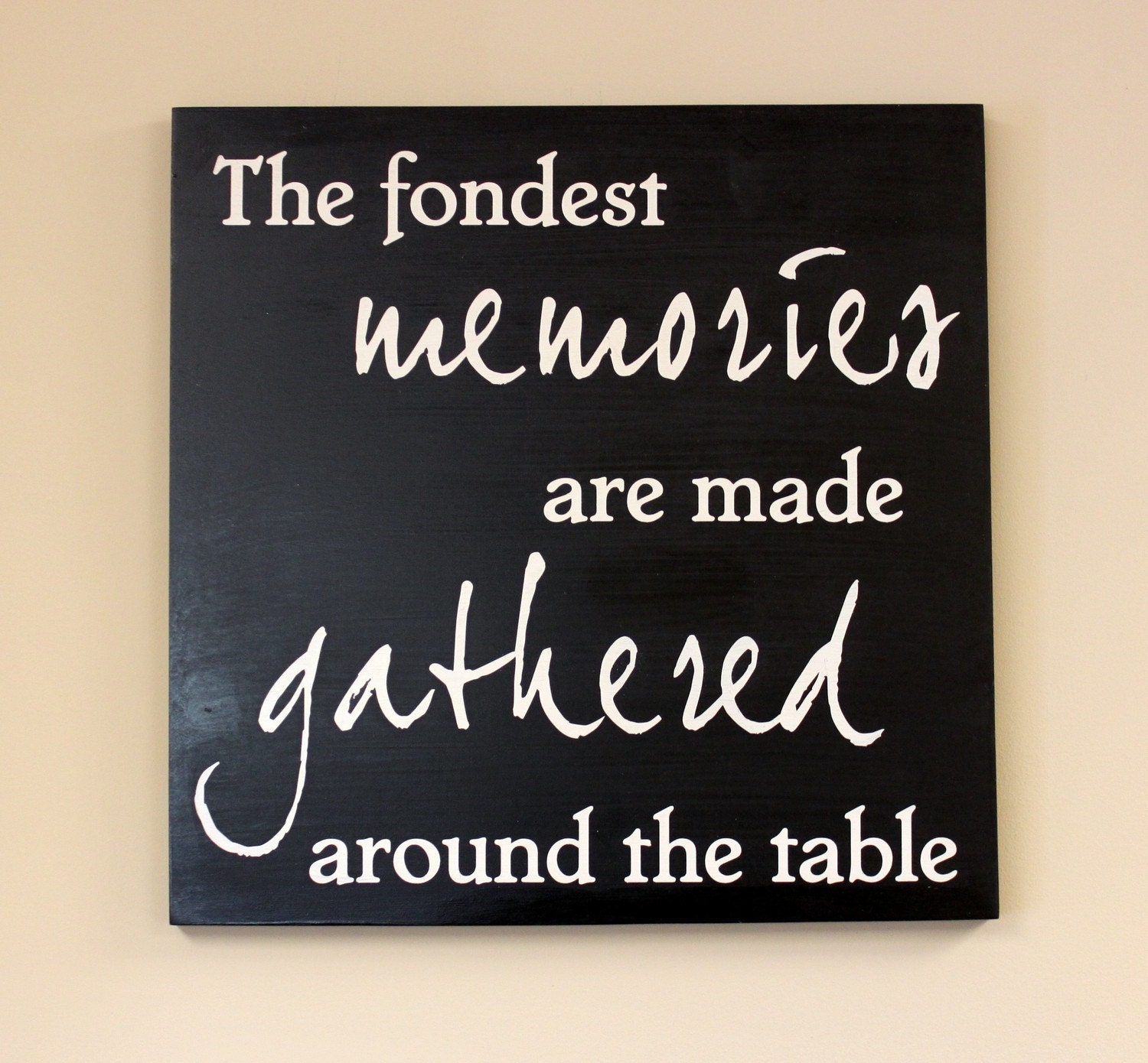 the fondest MEMORIES are made GATHERED around the table -- 18 inch sign