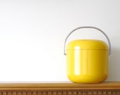Vintage Mod Ice Bucket in yellow mid century modern, atomic - pulloverthecar