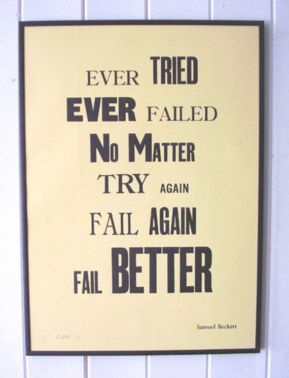 Fail Better Letterpress Poster - Cream/pale yellow