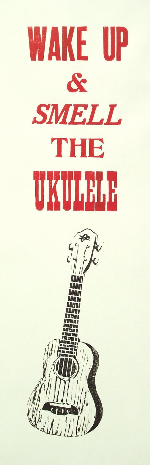 Ukulele Letterpress and Linocut Print Poster