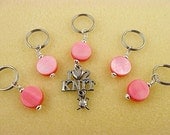 Knitting Stitch Markers - Love Of Knitting - Handmade - Mother of pearl - Set of 5