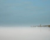 Foggy dreamy mist surreal lake blue white landscape spring nature home decor wall art - Blue Morning 8 x 10