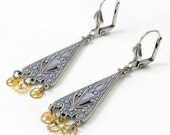 Watch Gear Wheels and Chandelier Filigree Steampunk Earrings