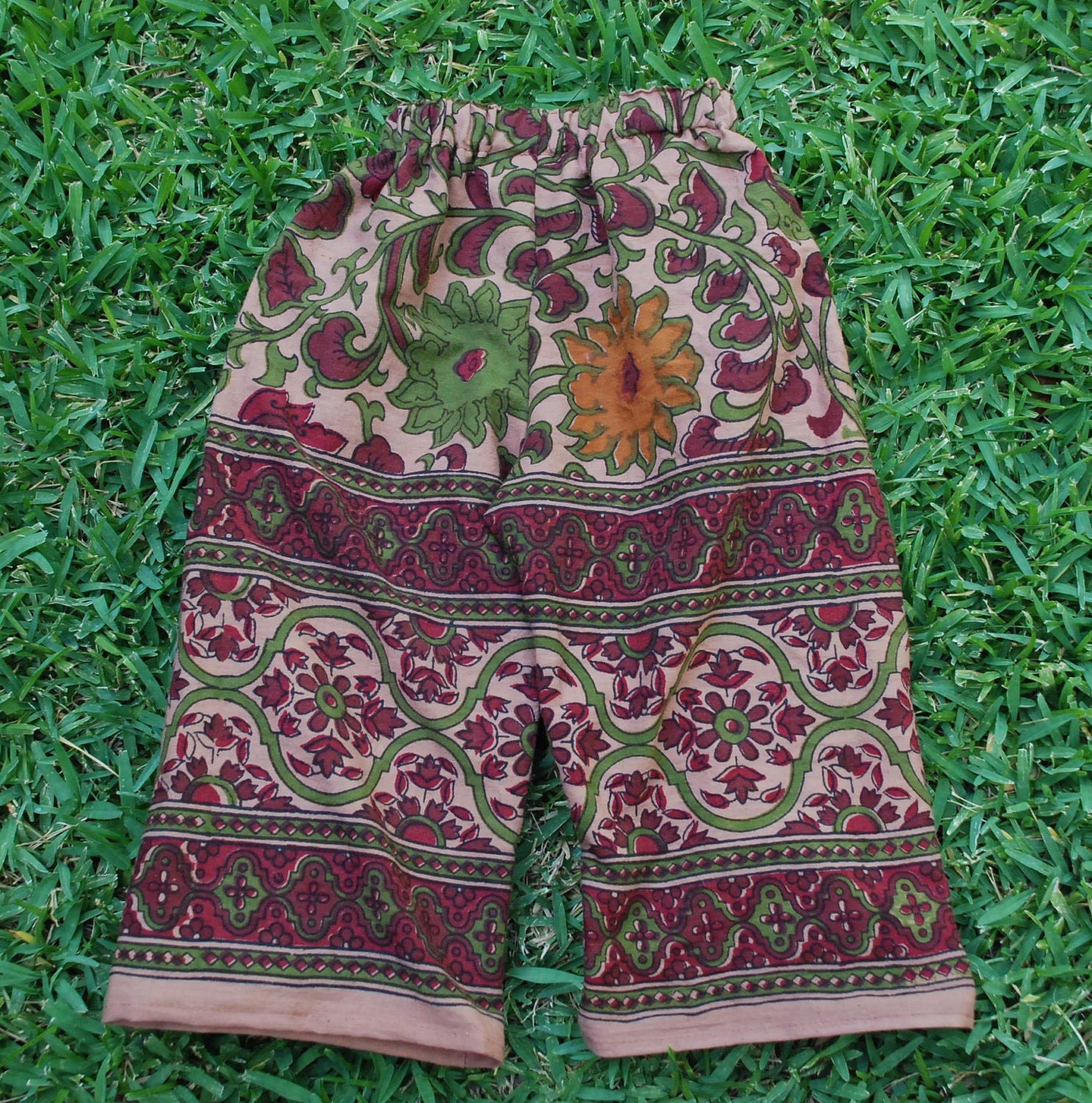 BoHo Hippie East Indian tapestry fabric pants by 3mossflowers