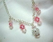 Pretty Pink Crystal Necklace Flower Girl Wedding Jewelry