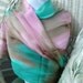 Feminine Delight Aqua Pink Tan Hand Dyed Silk Scarf